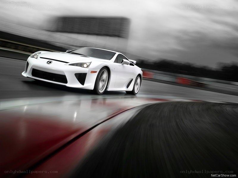 White Lexus LFA on racetrack