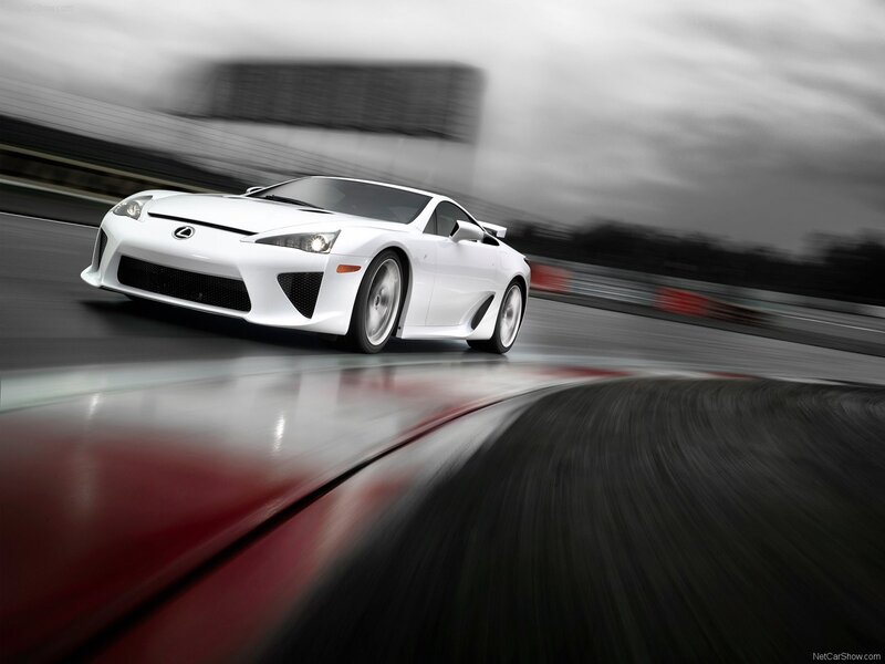 White Lexus LFA on racetrack