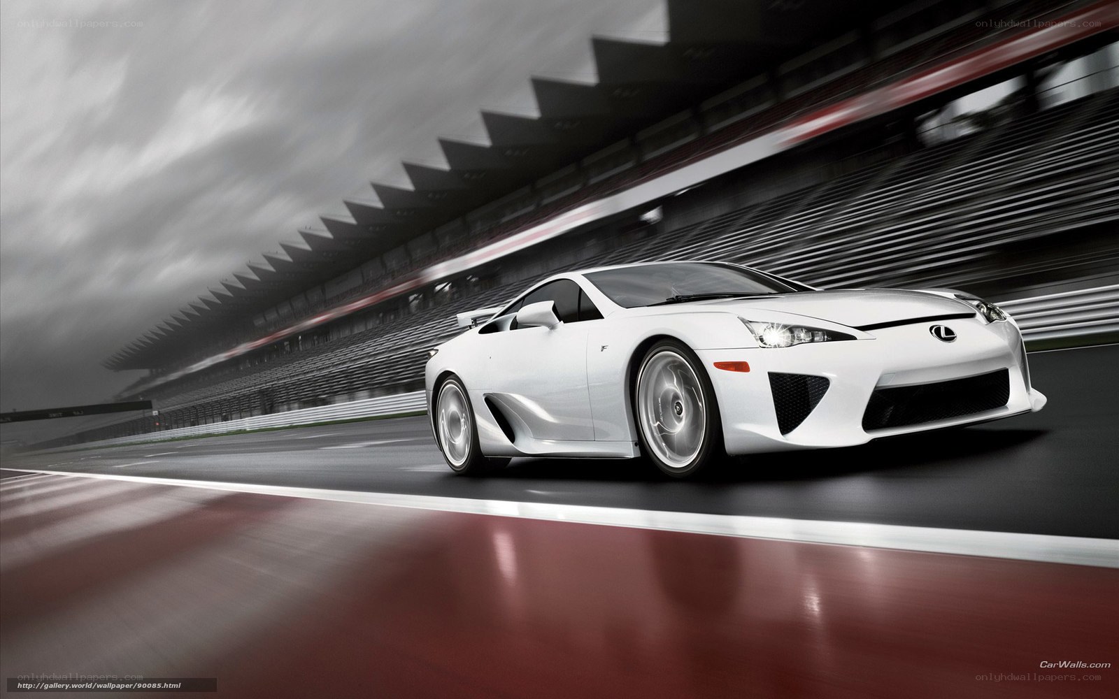 White Lexus LFA on racetrack