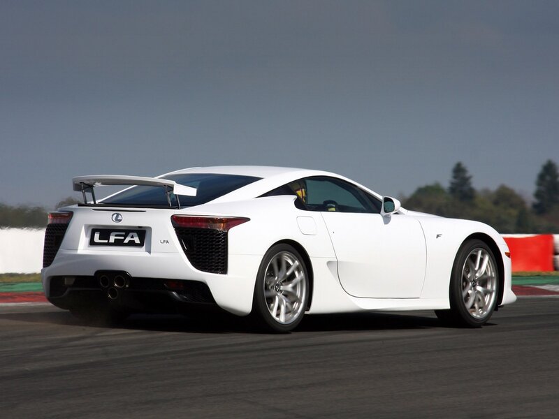 White Lexus LFA on racetrack