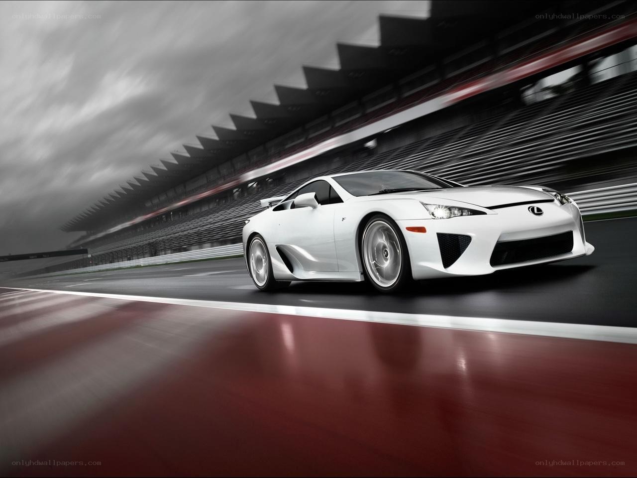 White Lexus LFA on racetrack