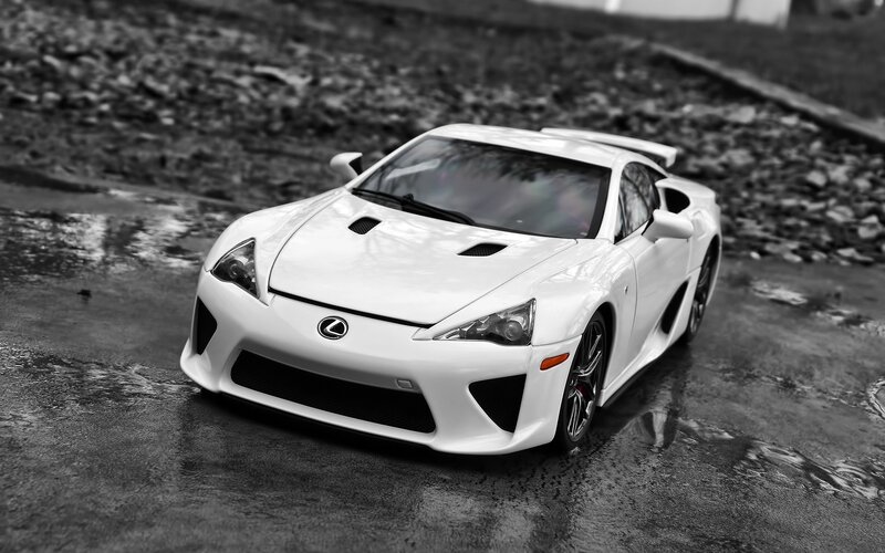 White Lexus LFA sports car