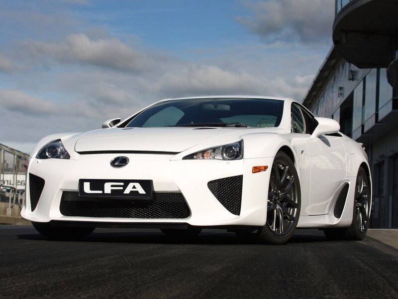 White Lexus LFA sports car