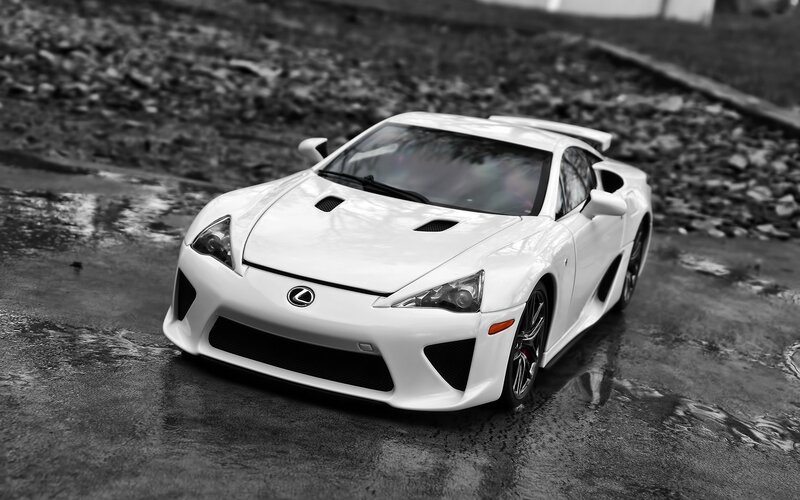 White Lexus LFA sports car