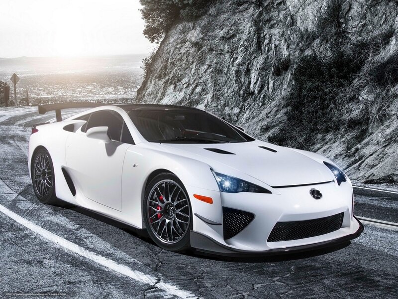White Lexus LFA sports car