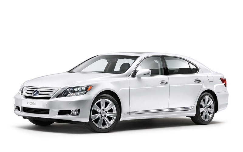 White Lexus LS 600h L sedan
