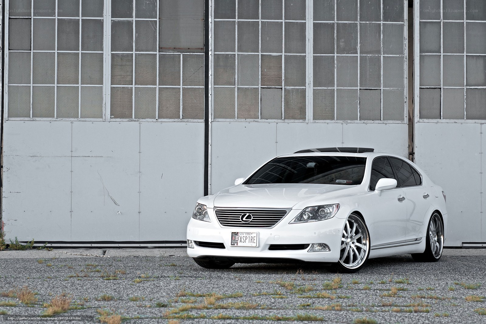White Lexus LS460 parked