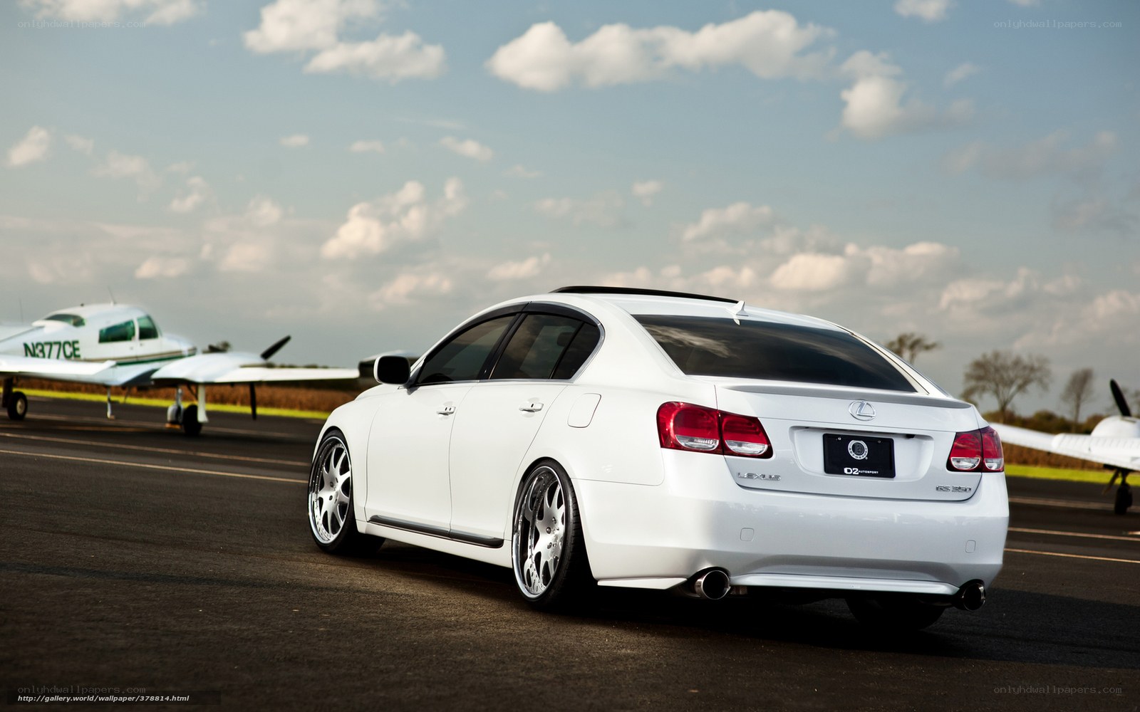 White Lexus on airfield