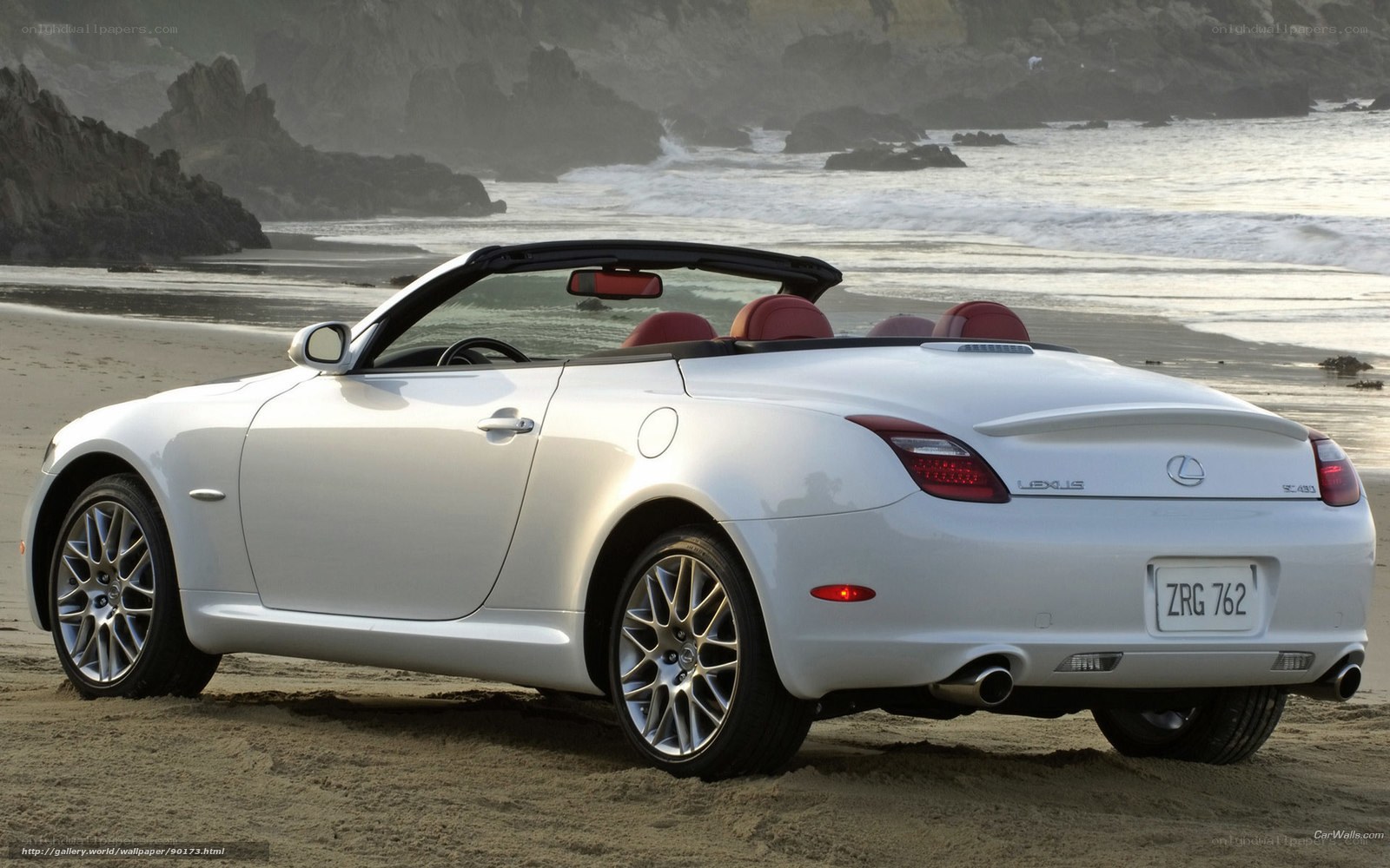 White Lexus SC 430 on beach