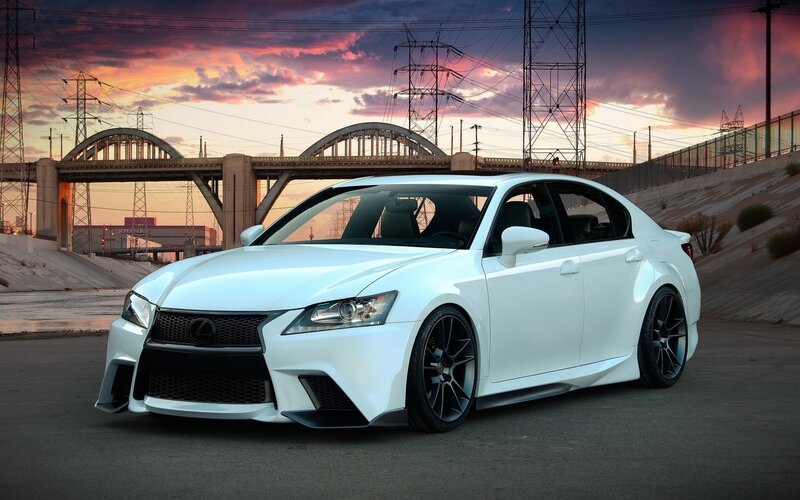 White Lexus Sedan — Dramatic, Sunset, Photograph, Bridge