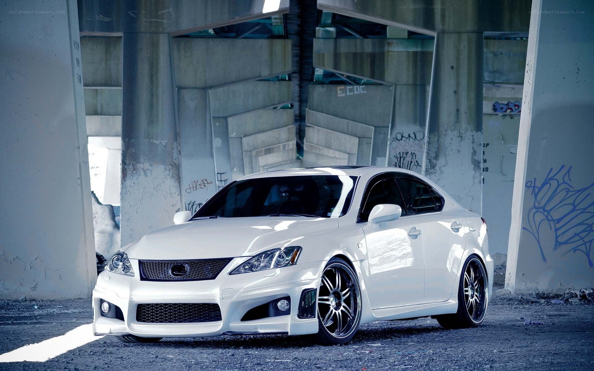white lexus under bridge