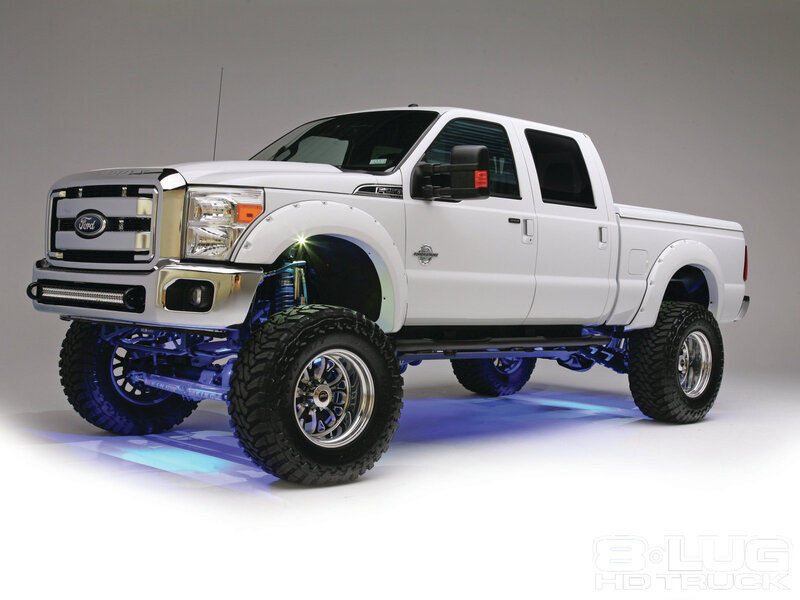 White Lifted Pickup Truck — Dramatic, Photograph