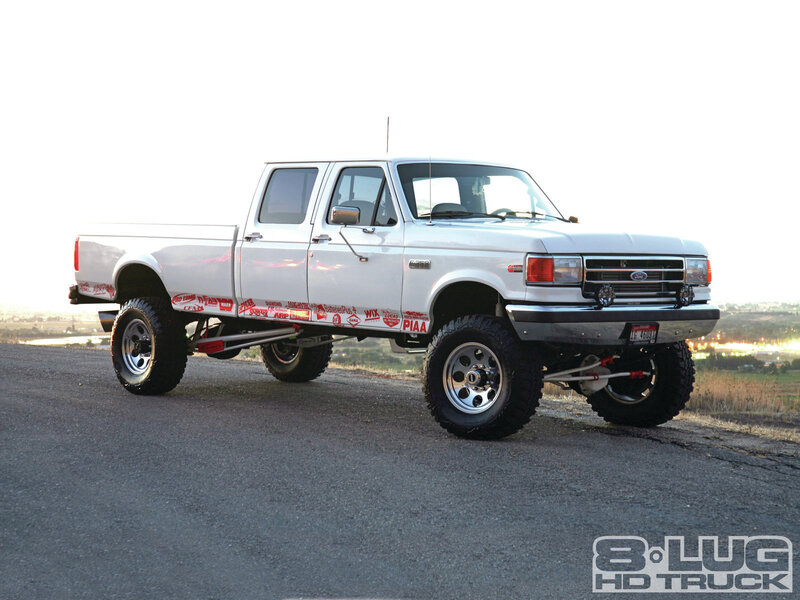 White Lifted Pickup Truck — Dramatic, Sunset, Photograph, Road