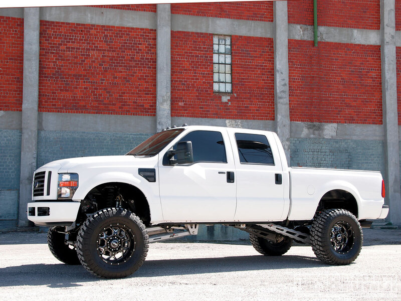 White Lifted Pickup Truck — Industrial