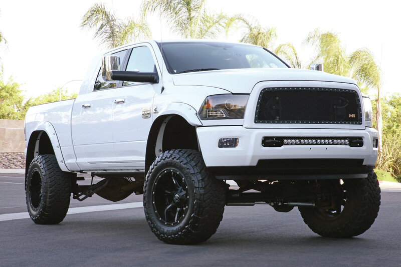 White Lifted Pickup Truck — Neutral, Afternoon