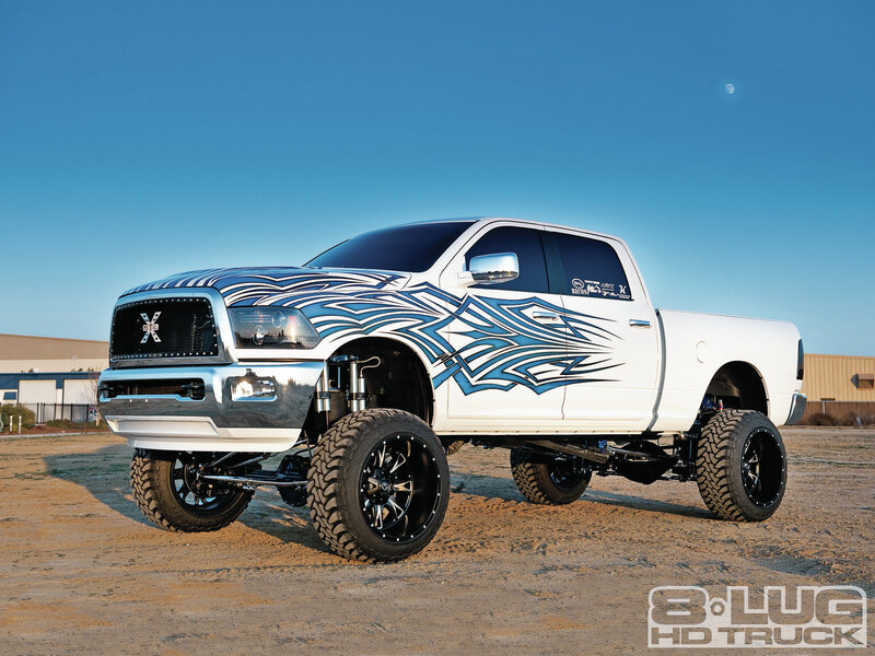 White Lifted Truck — Dramatic