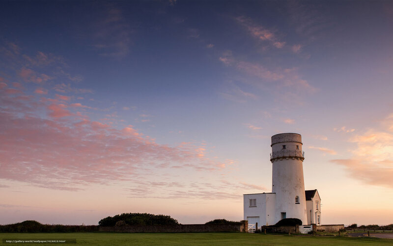 White Lighthouse at Dusk
