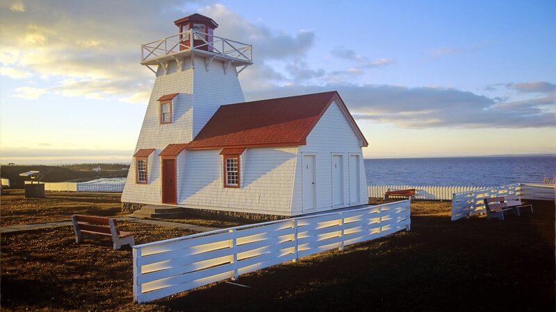 White Lighthouse by Sea