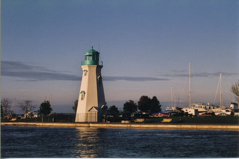 White Lighthouse by Water — Blue