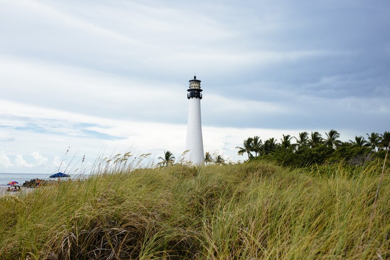 White Lighthouse on Beach