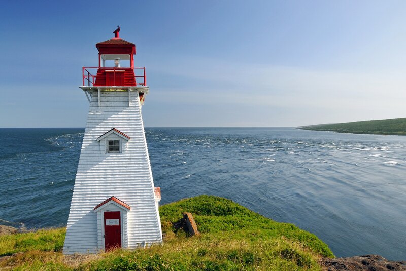 White Lighthouse on Cliff — Serene