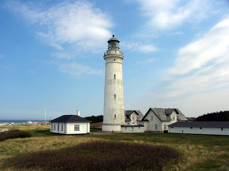 White Lighthouse on Hill — Blue, Serene