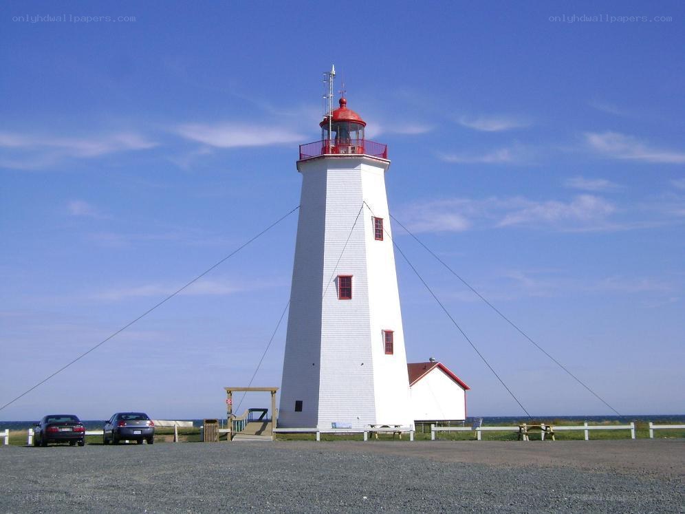 White lighthouse with red top