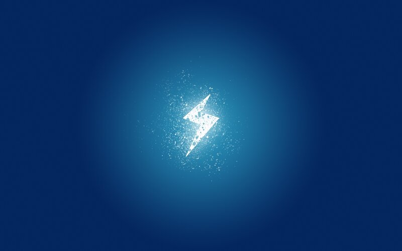 white lightning bolt on blue