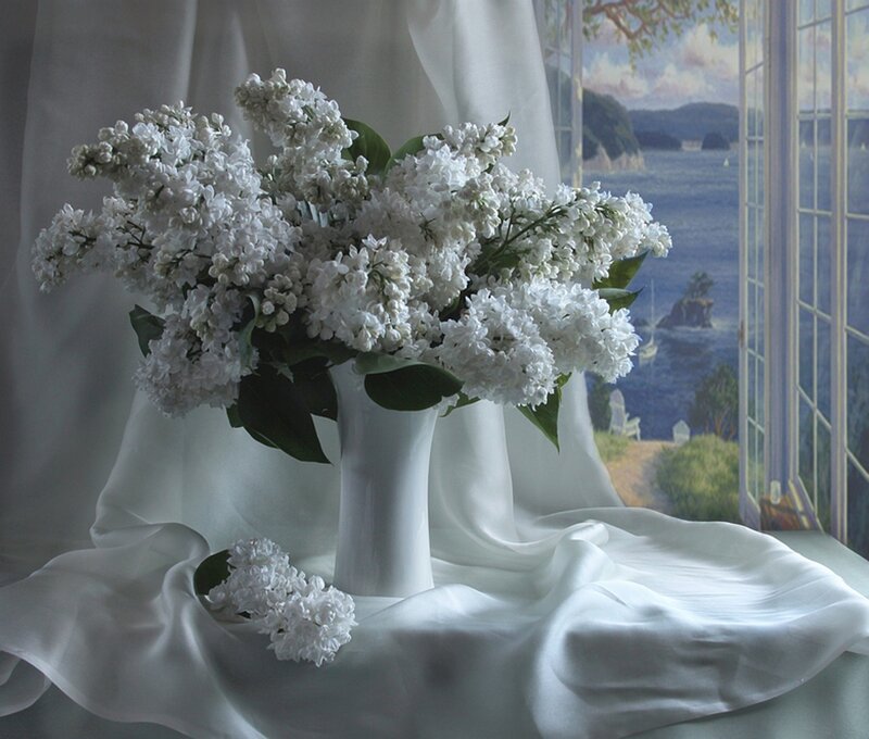 White Lilac Bouquet — Serene, Afternoon