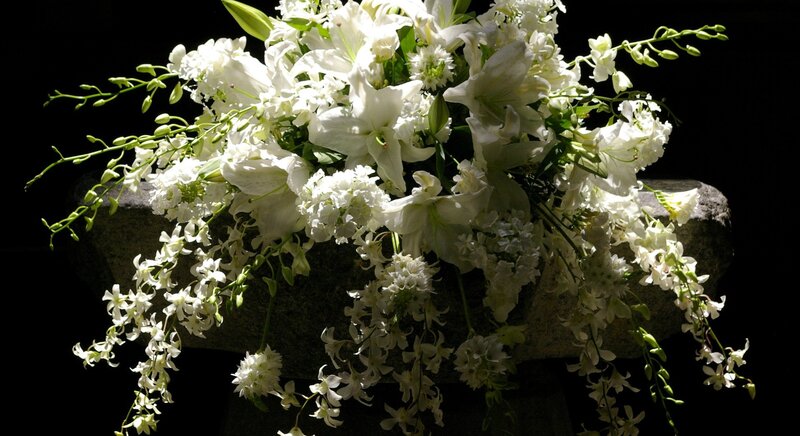 White Lilies and Orchids