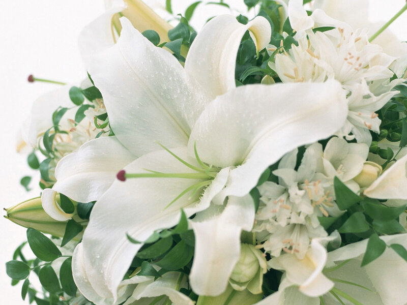 white lilies in a bouquet