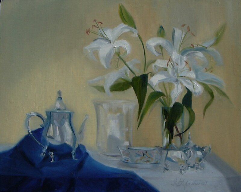 White Lilies in a Vase — Yellow