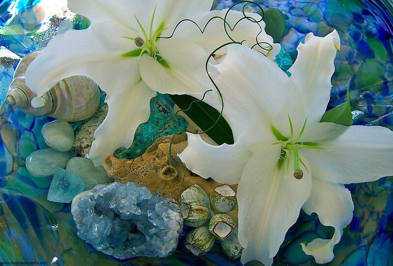 White Lilies in Glass Bowl