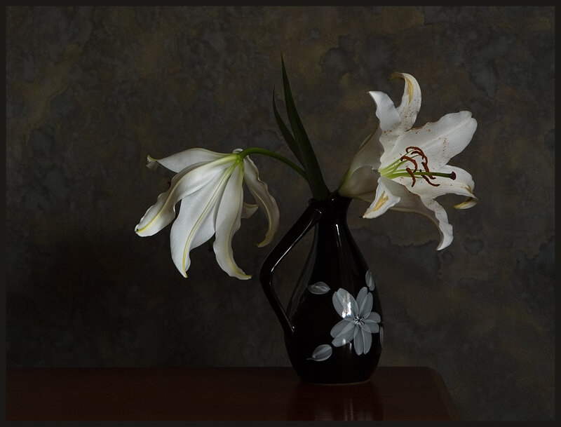 White Lilies in Vase — Black