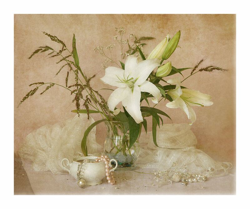 White Lilies in Vase