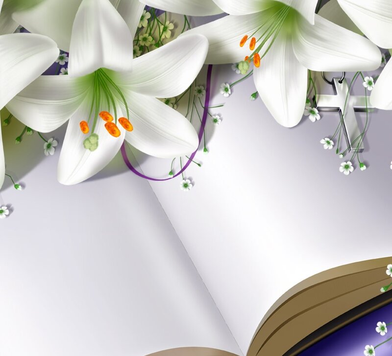 White Lilies on Book — Serene, Digital Art