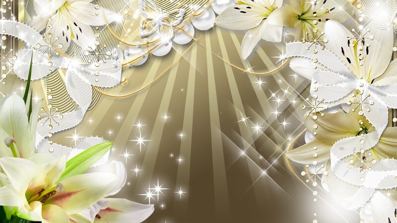 White Lilies with Ribbons