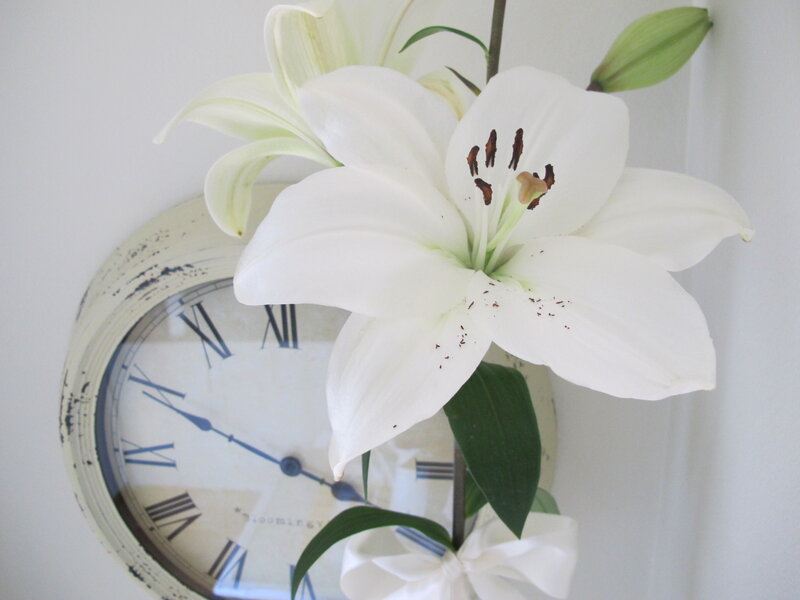White Lily Flower — Serene, Photograph, Clock