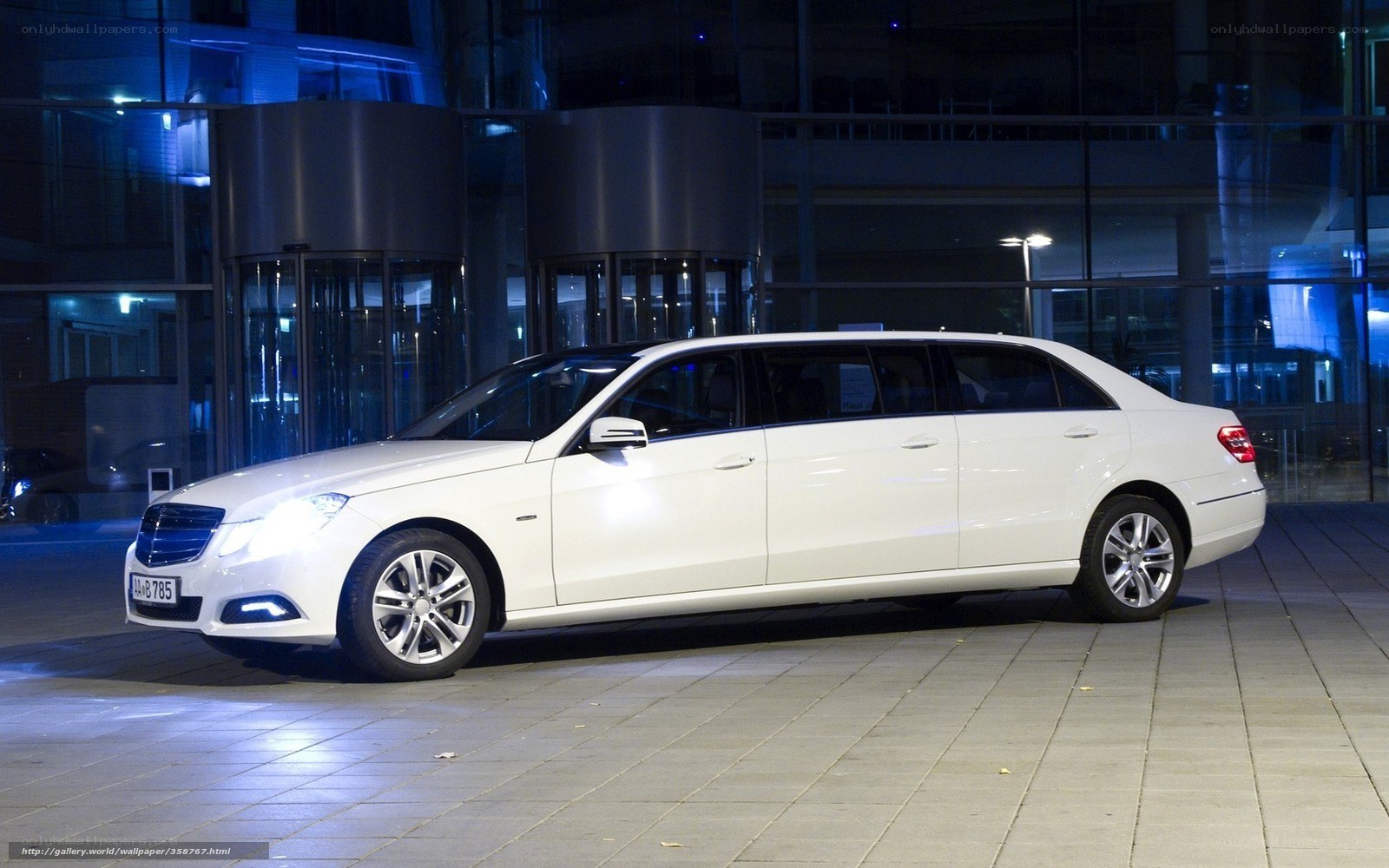 White limousine at night