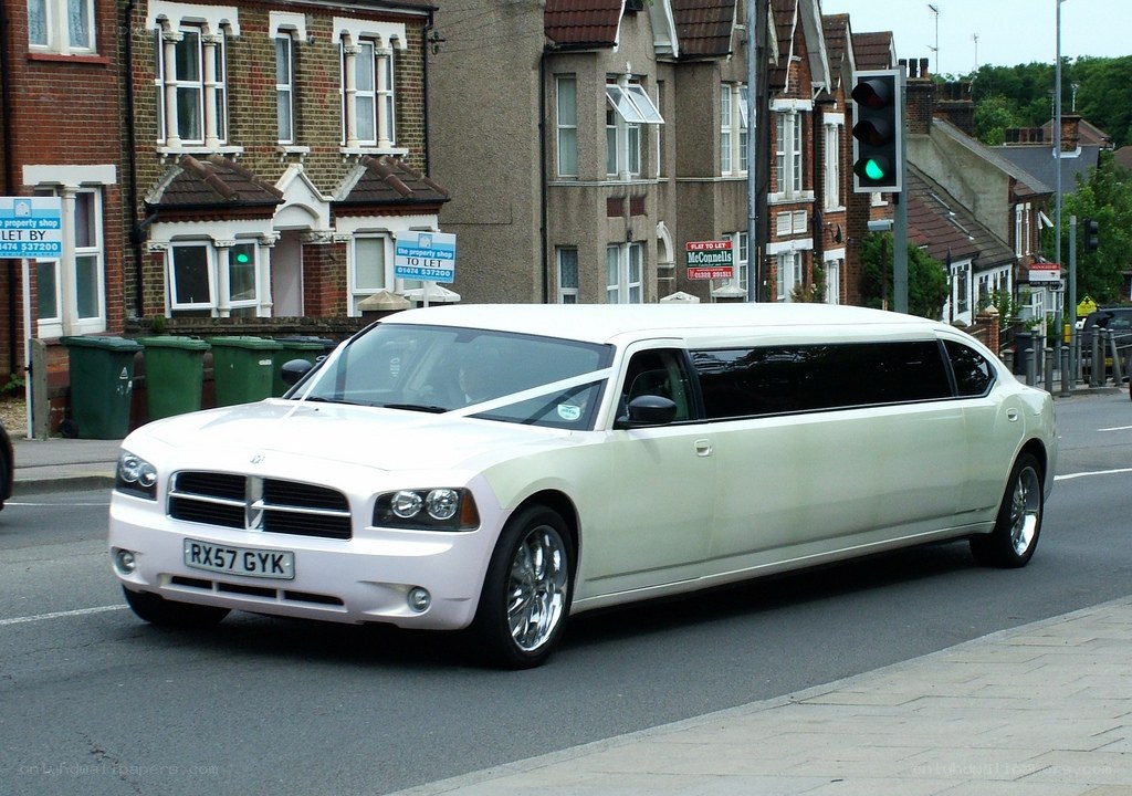 White limousine on a street