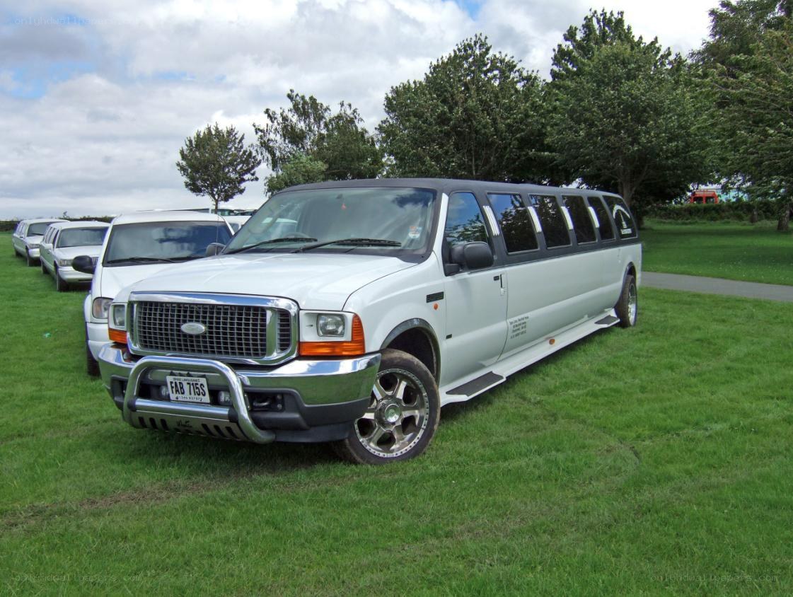 White limousine on grass