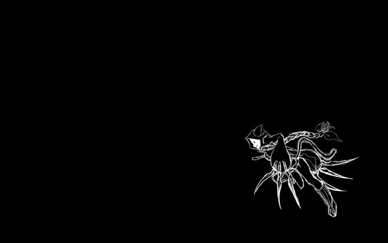 white line art of a creature