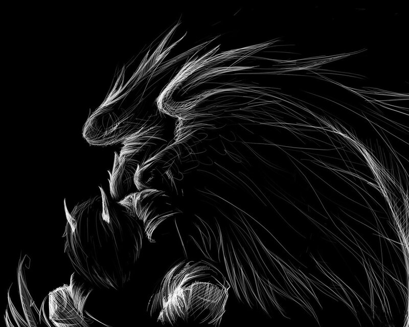 white line art of a dragon
