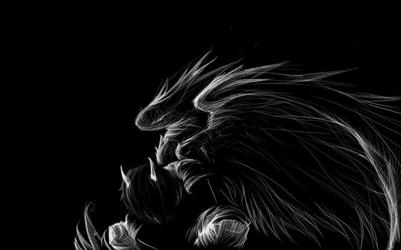 white line art of a dragon