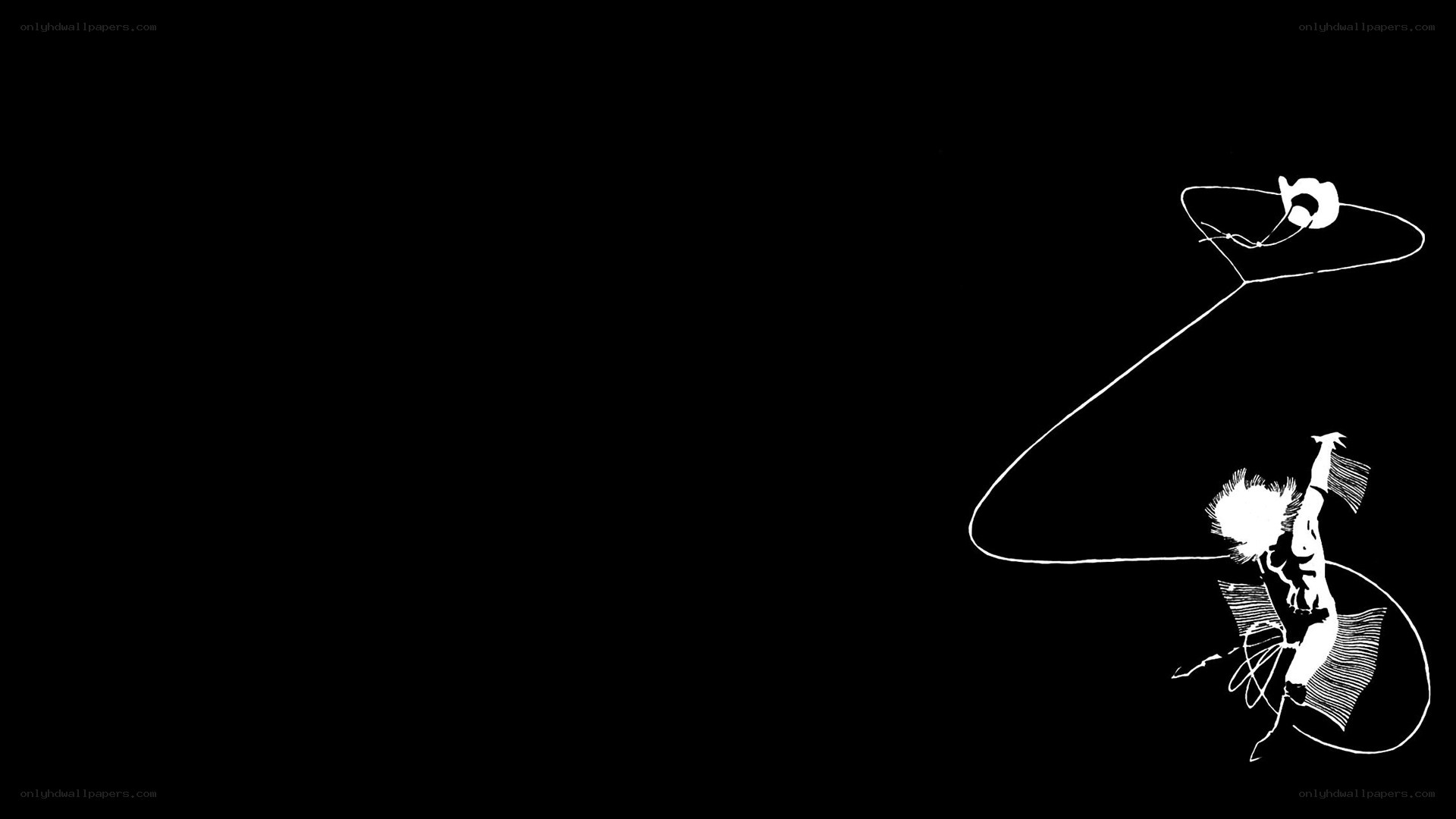 white line art on black