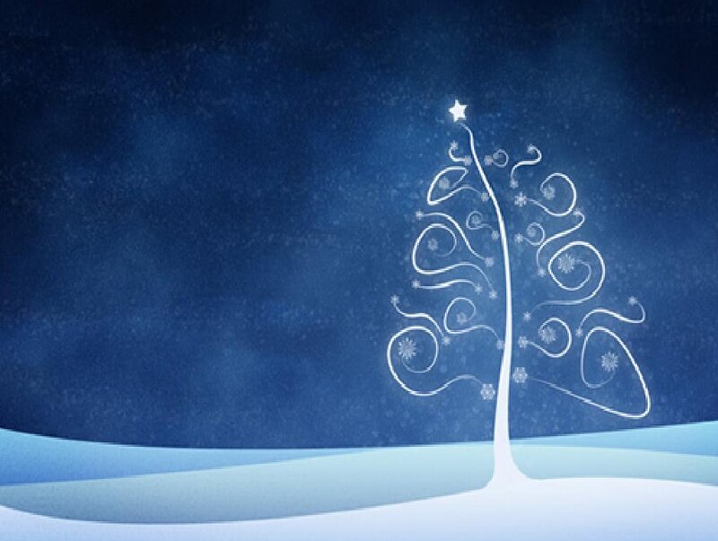 White Line Christmas Tree — Blue