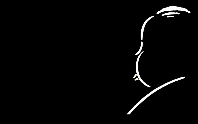 white line drawing of a face