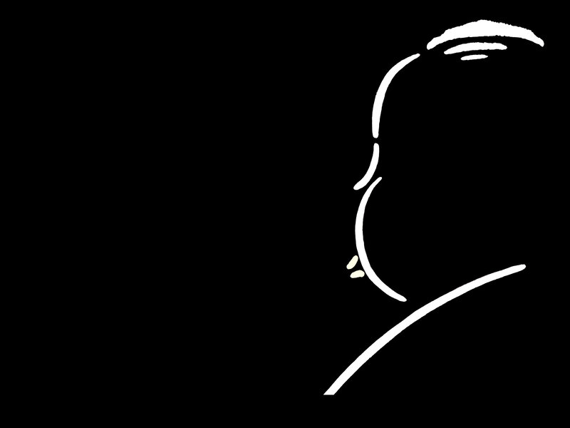 white line drawing of a face