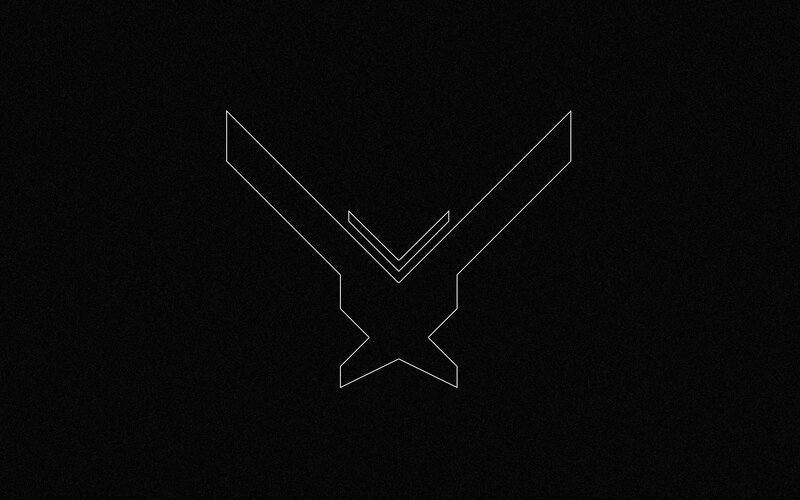 white line logo on black