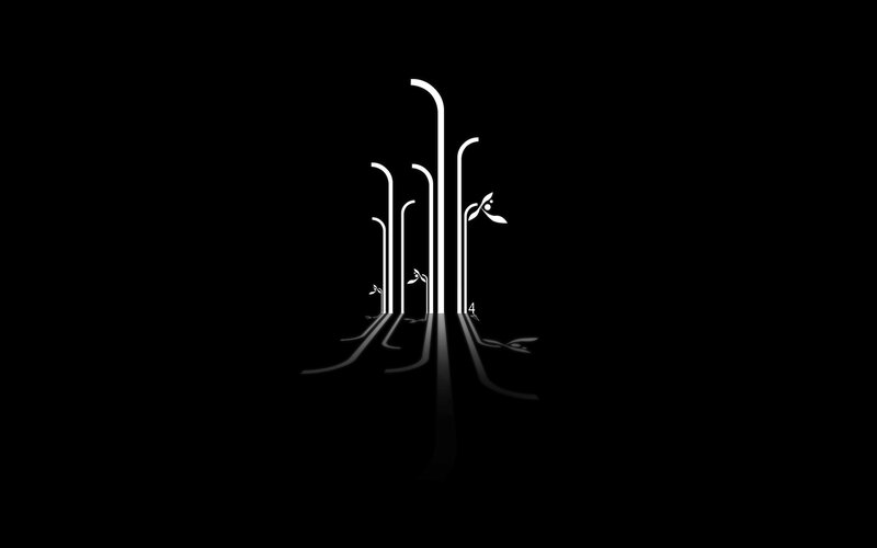 white lines on black background